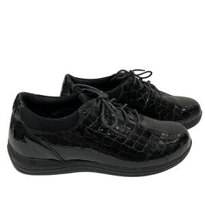 Drew Womens Black Crocodile-Embossed Lace-Up Shoes Size 10M Comfortable Arch Sup